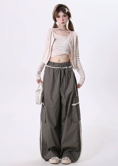 【Rayohopp】Frill design line gothic style wide pants  RH0128