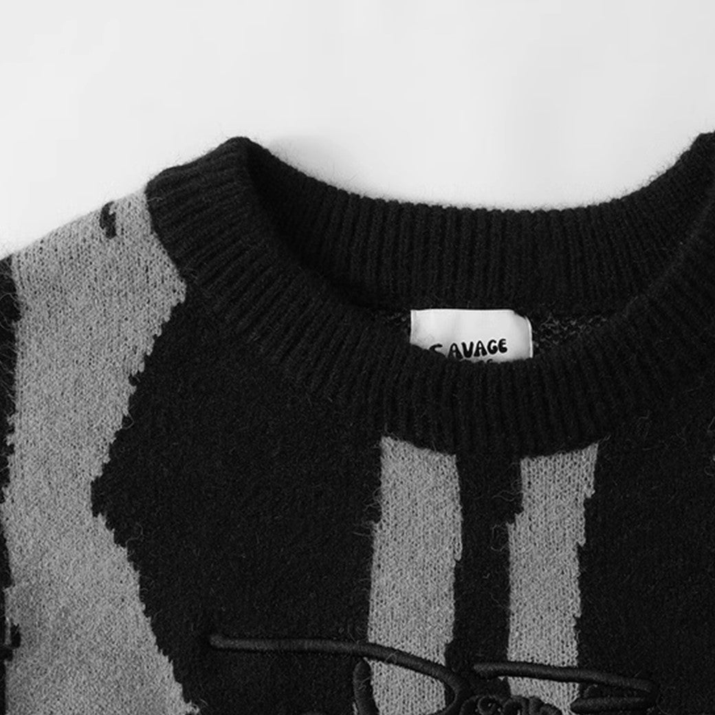 【NIHAOHAO】Painted neck initial design street style knit sweater  NH0157