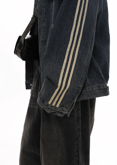 【GIBBYCNA】Side line sleeve design denim jacket  GC0006