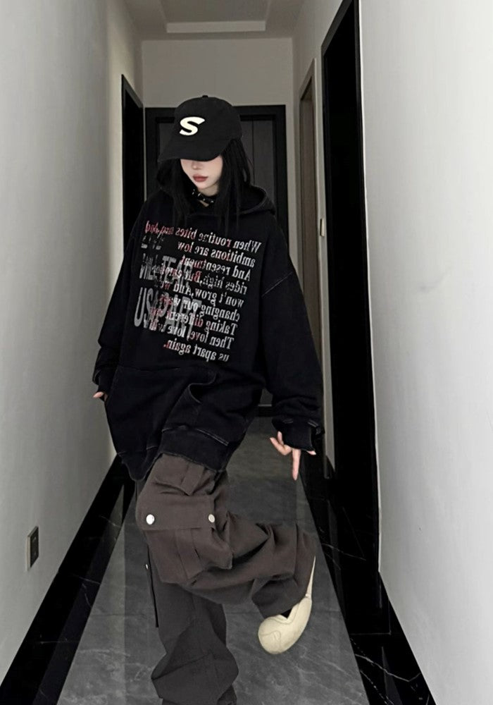 【W3】Multi-front initial design oversized hoodie  WO0084