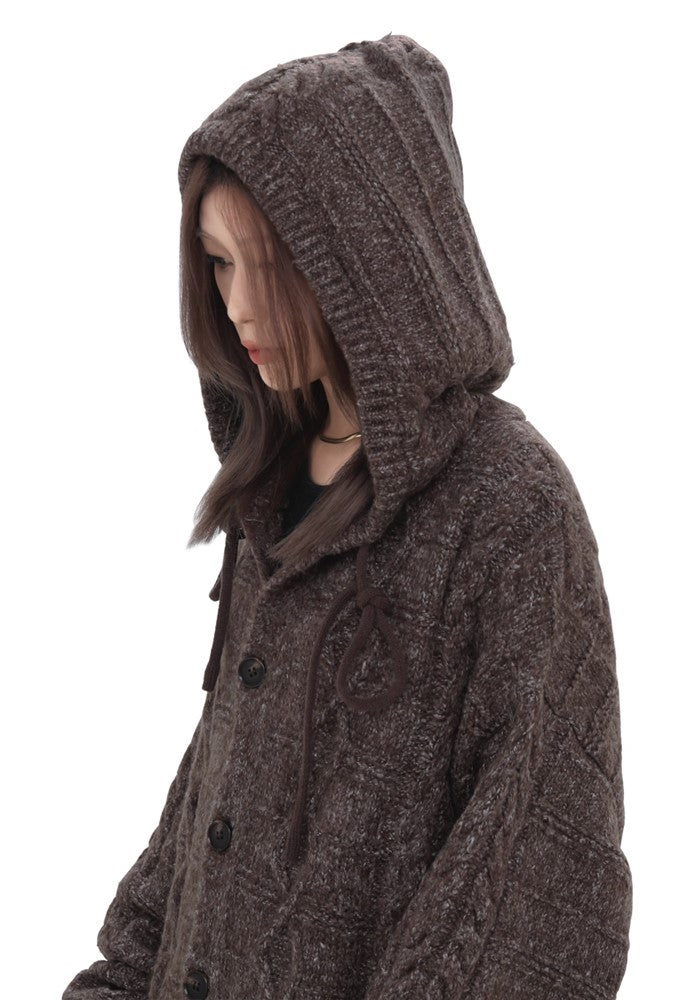 【GIBBYCNA】Dark light color knit fabric design hoodie patch jacket  GC0024