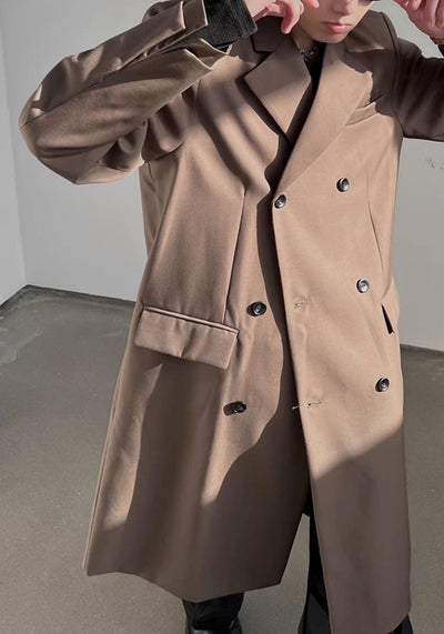 【SOULWORKER】Wide loose silhouette basic color natural coat  SW0041