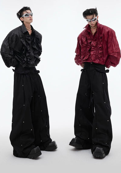 【Culture E】Front ruffle design mode gothic long sleeve shirt  CE0161