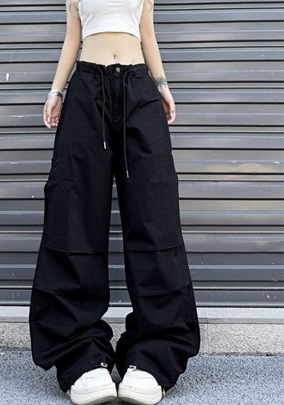 【W3】Simple base color monochrome wide silhouette pants  WO0086