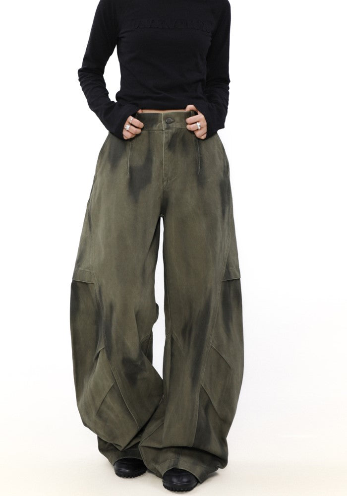 【MR nearly】Dull vintage random wash style wide pants  MR0144