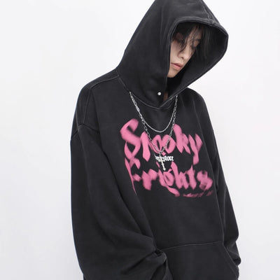 【Mz】Dull initial pinky design grunge hoodie  MZ0036