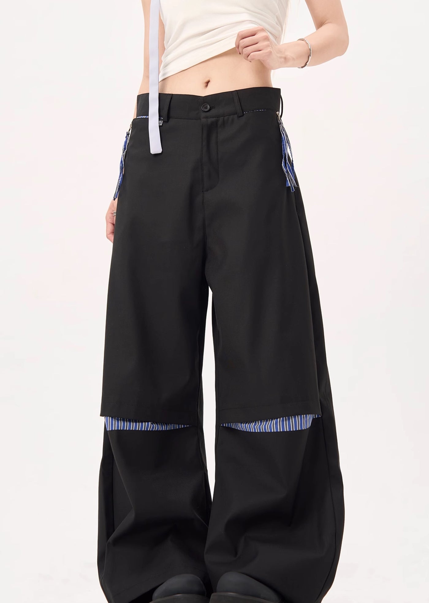 【MAXDSTR】Slash border design slit slacks wide pants  MD0175