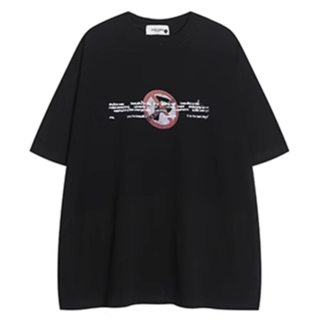 【NIHAOHAO】Stop sign design simple front short sleeve T-shirt  NH0151