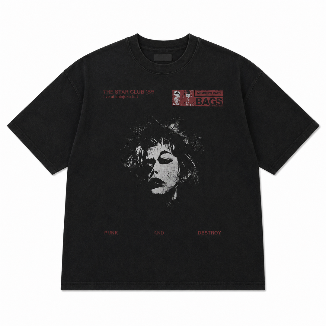 76street】Portrait print design dark street short-sleeved T-shirt