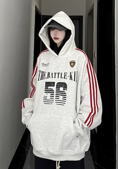 【W3】Front number initial design sporty style hoodie  WO0088