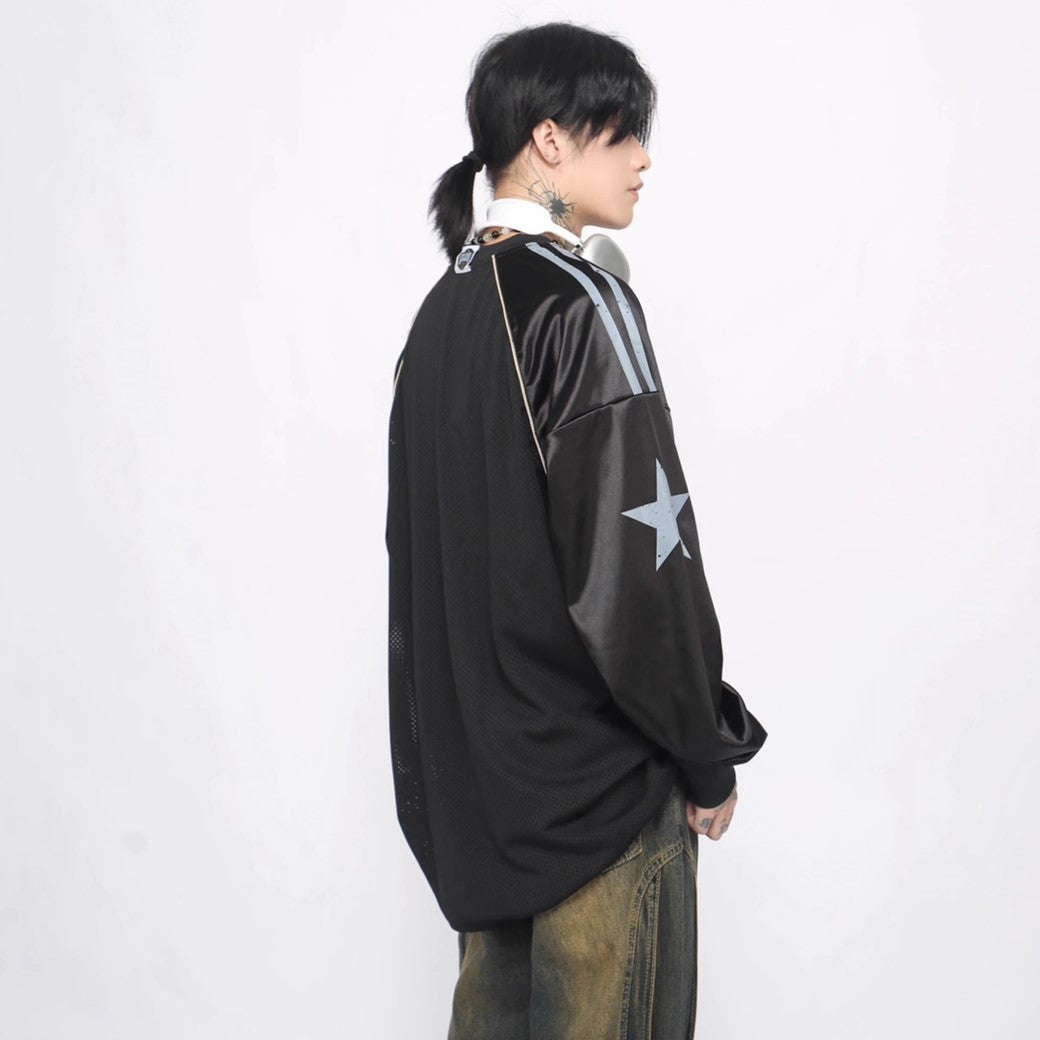 【Mz】Sporty casual star design long sleeve T-shirt  MZ0031