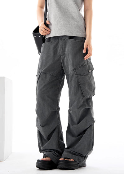 【H GANG X】Dull grey double pocket cargo denim pants  HX0066