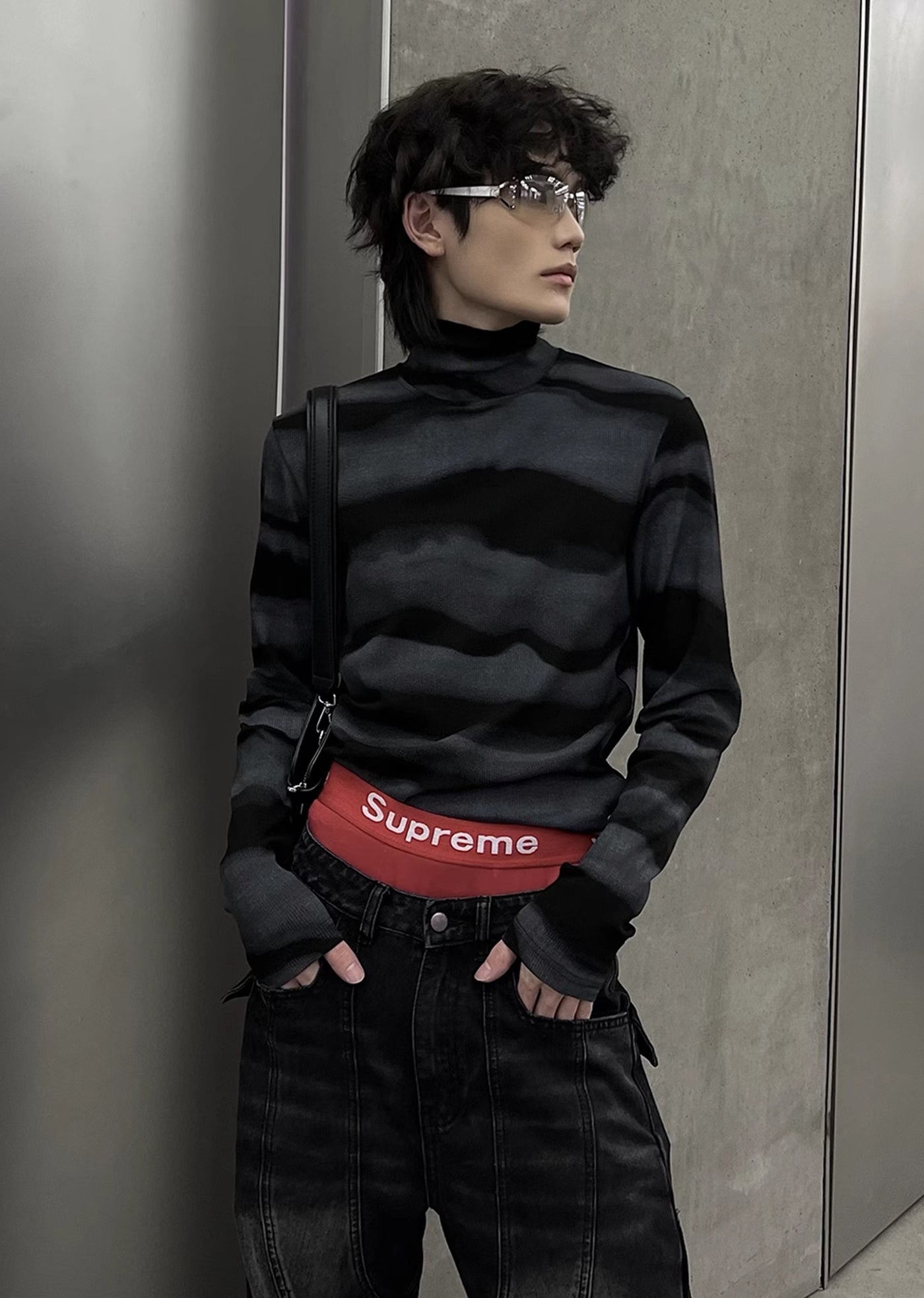 【SOULWORKER】Border blood color see-through design long sleeve T-shirt  SW0025