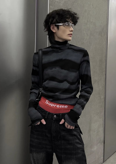 【SOULWORKER】Border blood color see-through design long sleeve T-shirt  SW0025