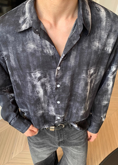 【CUIBUJU】Random dark vivid coloring wash long sleeve shirt  CB0040