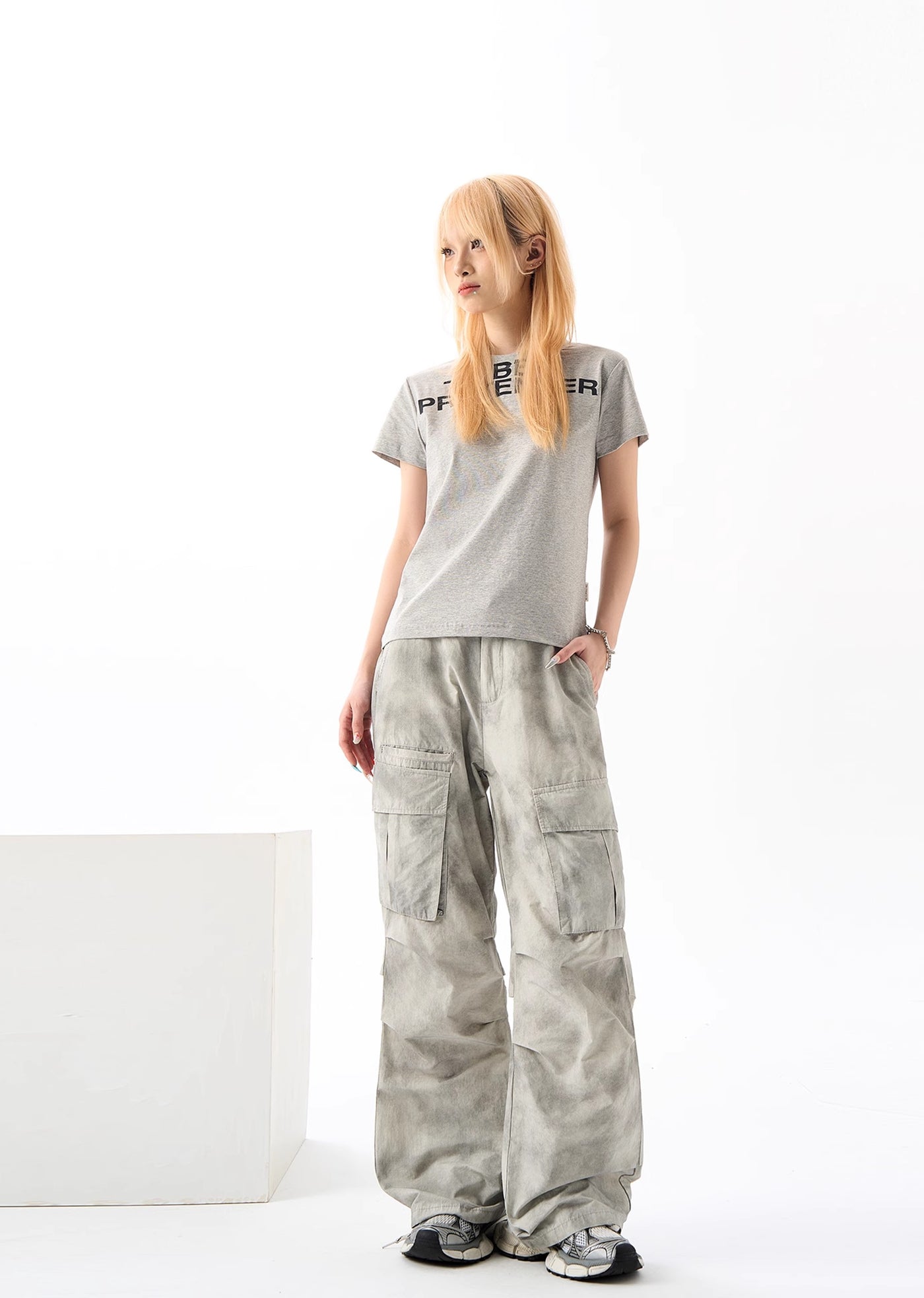 【H GANG X】Random wash wide straight cargo pants  HX0068