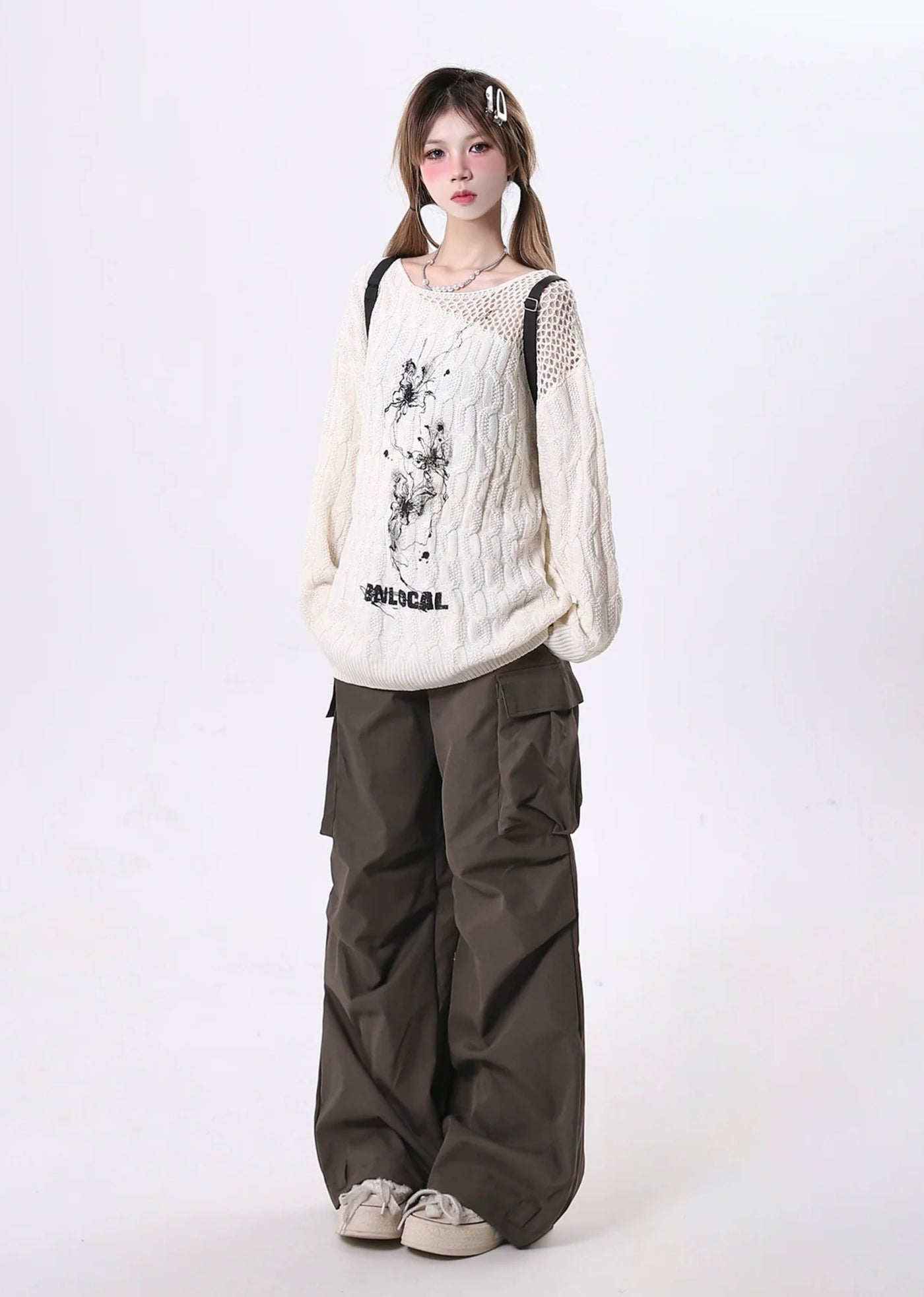 【Rayohopp】Tuck plus cargo design simple color wide pants  RH0129