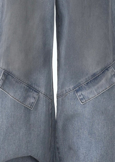 【Rayohopp】Mid-wash distressed dull blue wide denim pants  RH0155
