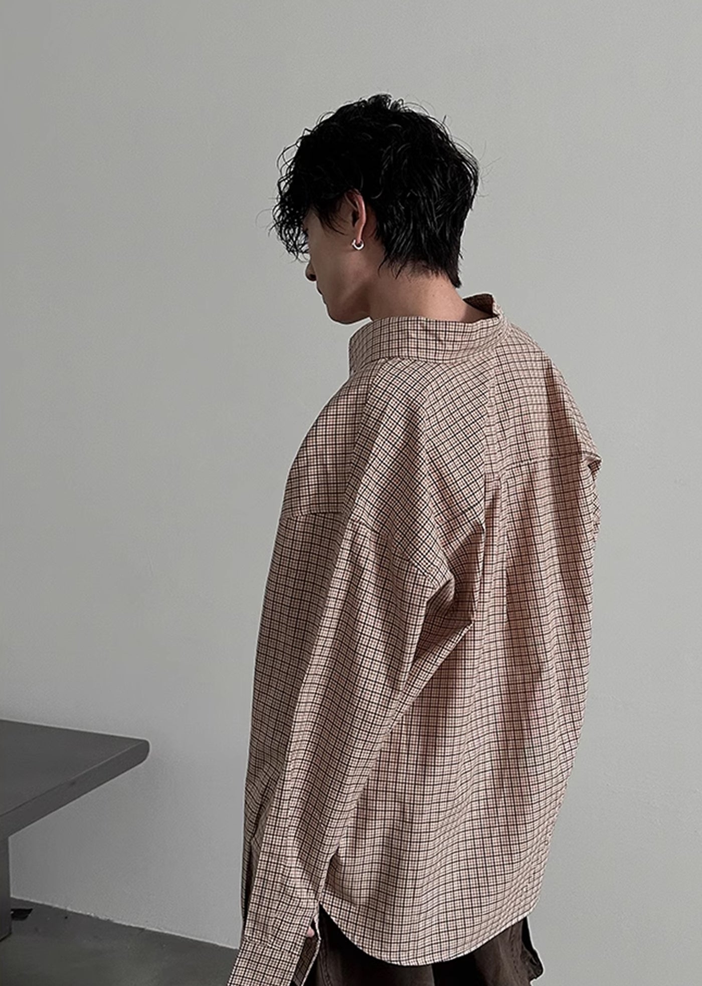 【Very Fewest】Loose style vertical striped long sleeve shirt  VF0031