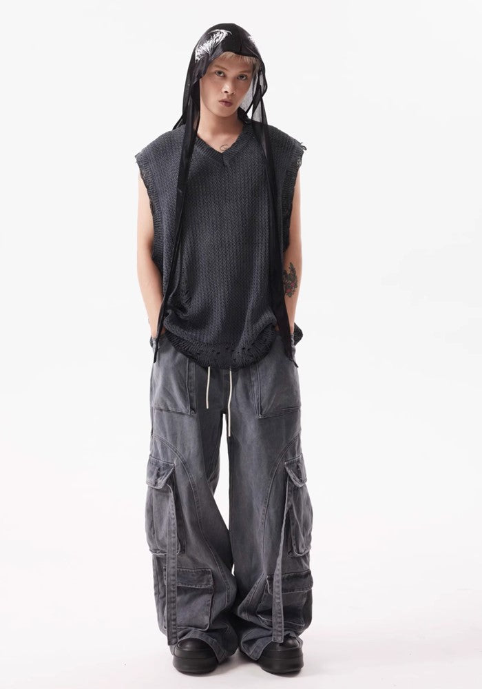 【BTSG】Basic stitch design dull color denim pants  BS0040