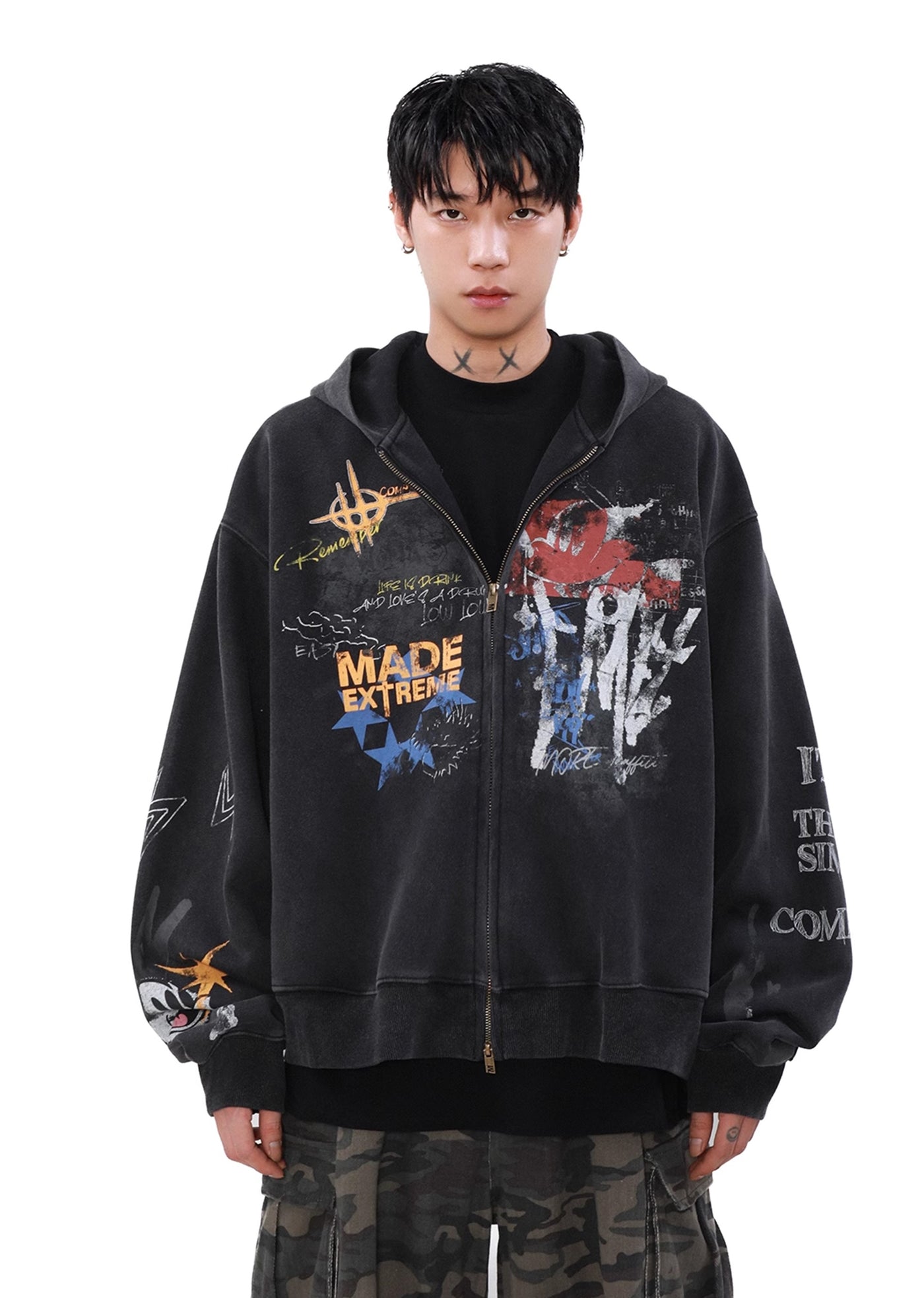 【MR nearly】Myriad Illustrations Active Design Full Zip Dull Hoodie  MR0133