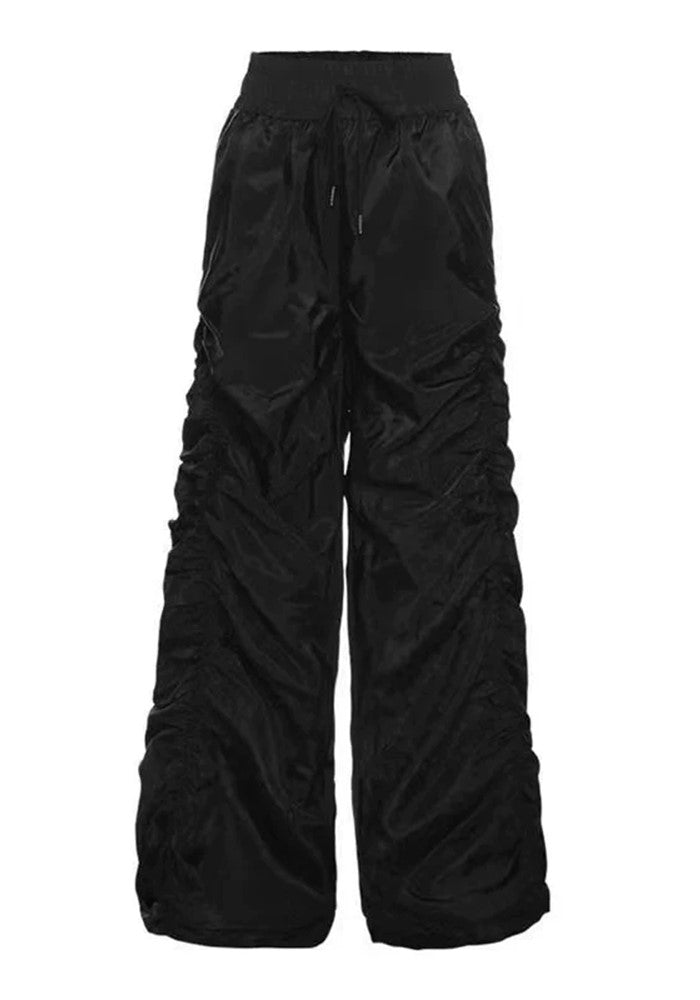 【ROY11】Side-drawer design line-over black mode pants  RY0009