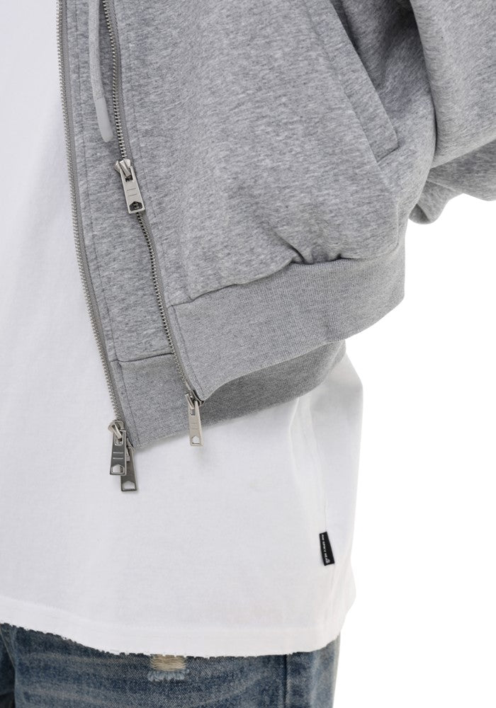 【GIBBYCNA】Double Gimmick Zip Line Basic Style Short Hoodie  GC0022