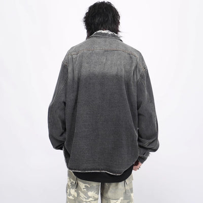 【Mz】Gradient navy vintage denim shirt  MZ0035