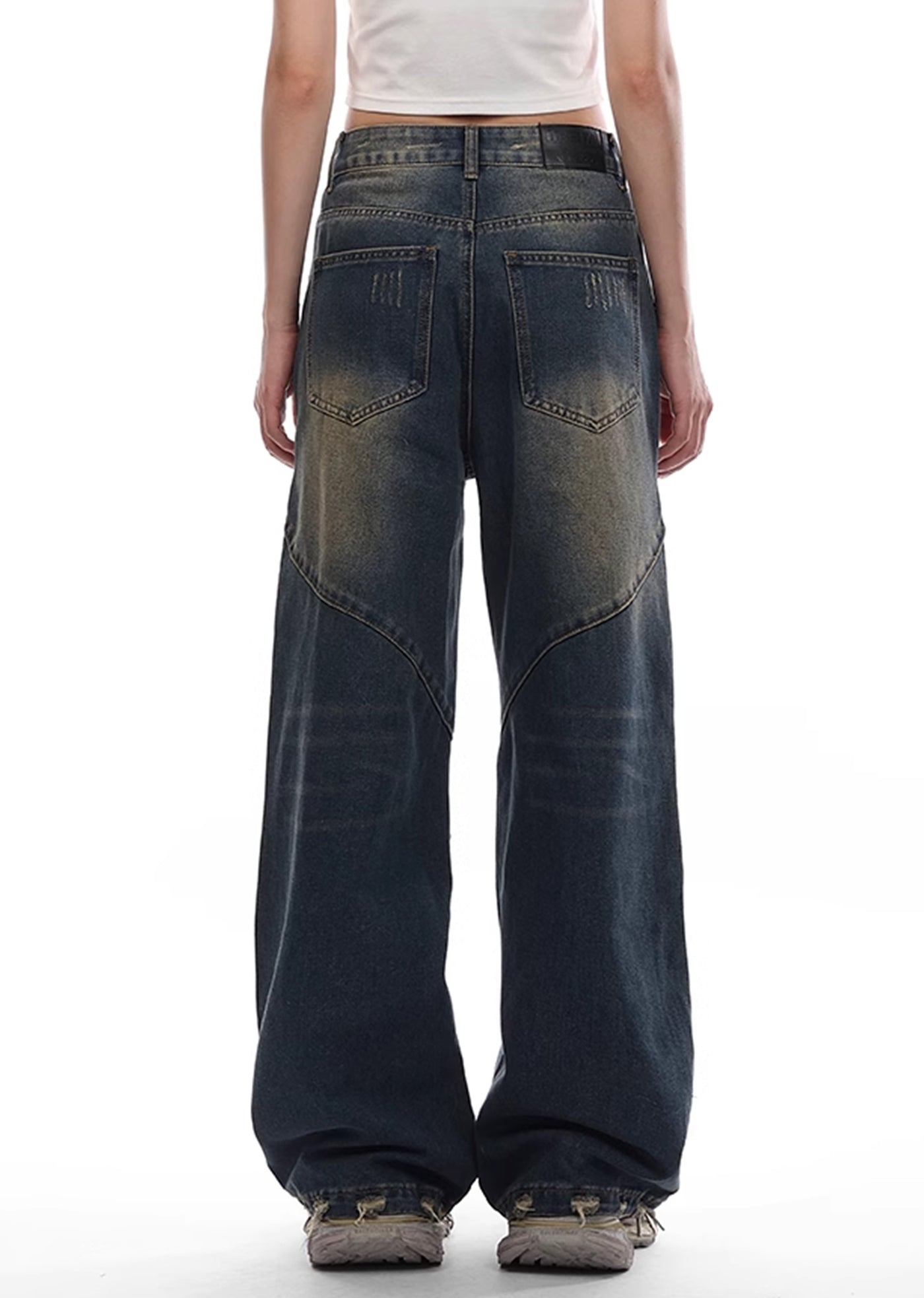 【VINMUK】Distressed wide straight dull denim pants  VM0013