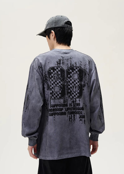 【9/9新作】Dull random wash front design long sleeve T-shirt  HL3087