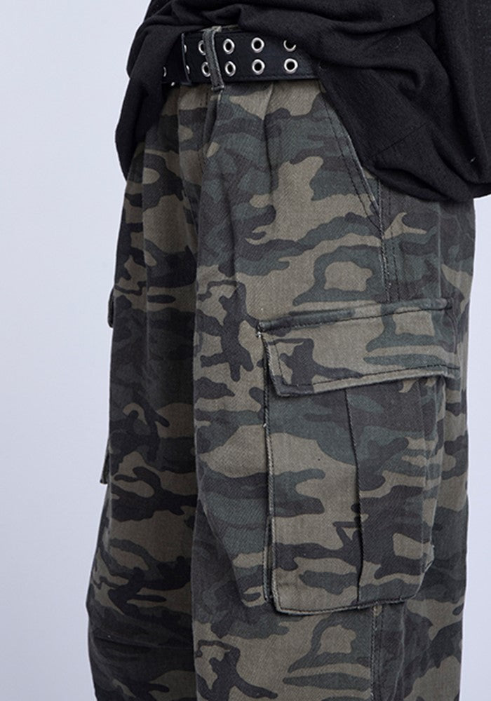 【PLAN1ONE】Simple random camouflage pattern mid-length short pants  PL0046