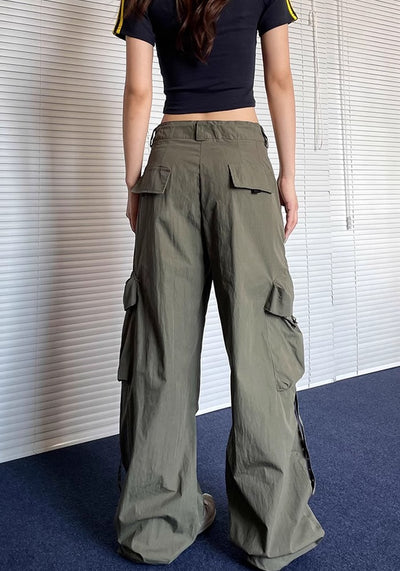 【Apocket】Casual vintage style wide silhouette cargo pants  AK0033