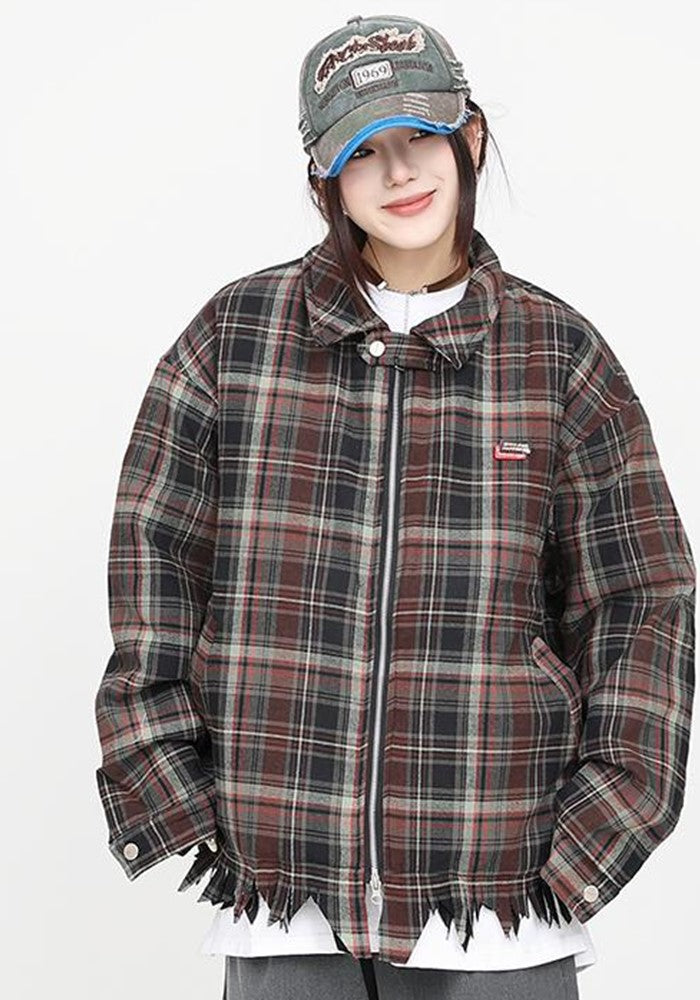 【CEDY】Basic check design distressed jacket  CD0067