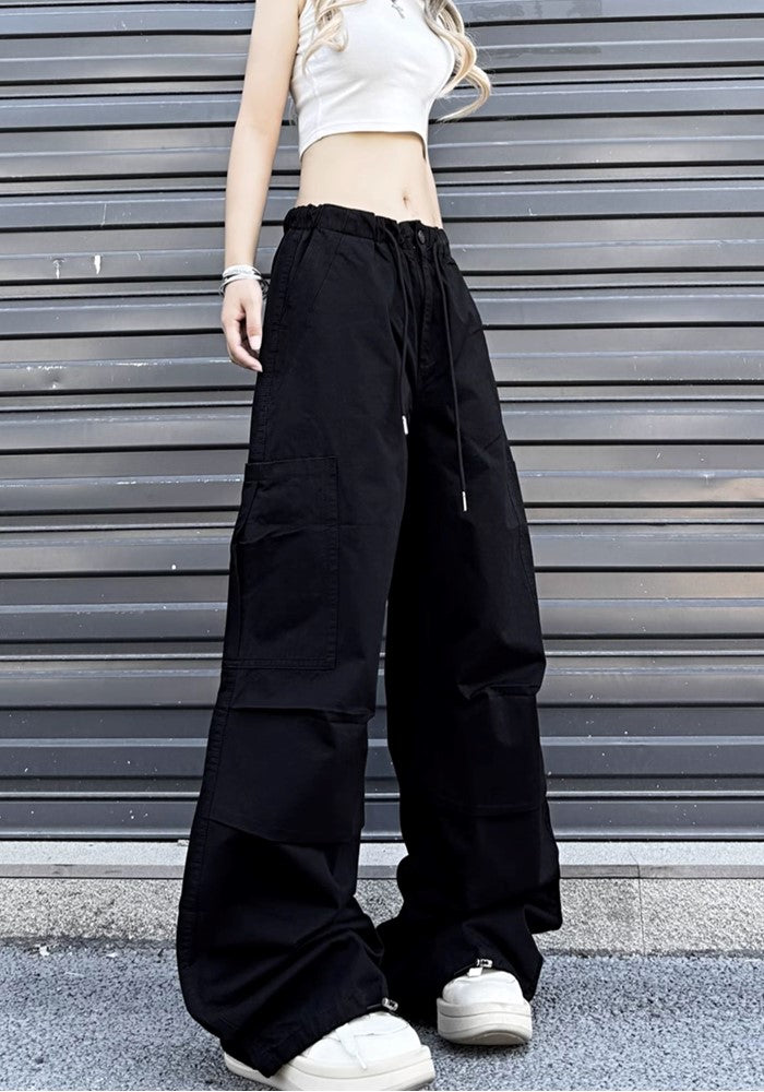 【W3】Simple base color monochrome wide silhouette pants  WO0086