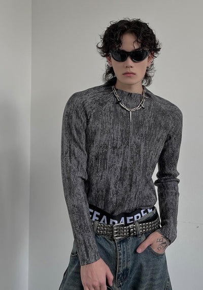 【SOULWORKER】Base random color design high neck silhouette long sleeve T-shirt  SW0039