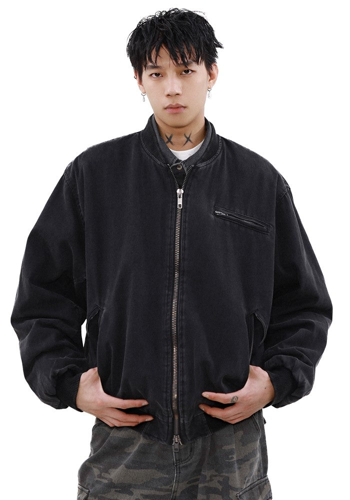 【MR nearly】Vintage washed full zip dark jacket  MR0143