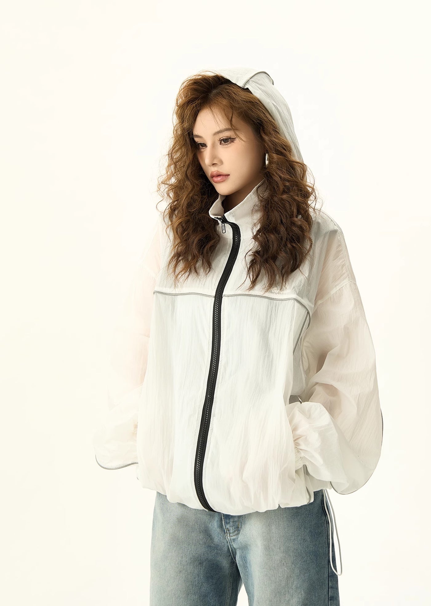 【H GANG X】White balance full zip style sporty light outerwear  HX0059