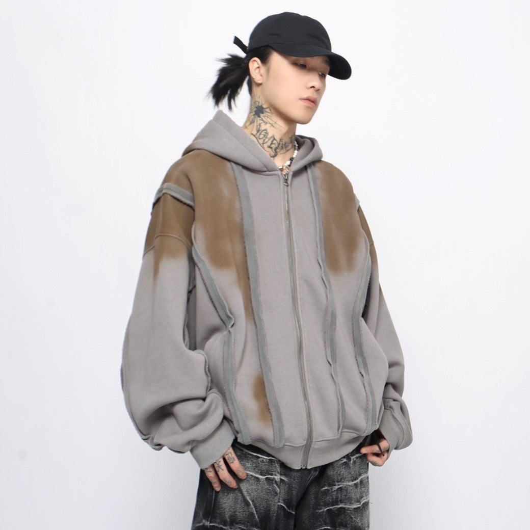 【Mz】Lovely design washed full zip hoodie  MZ0048