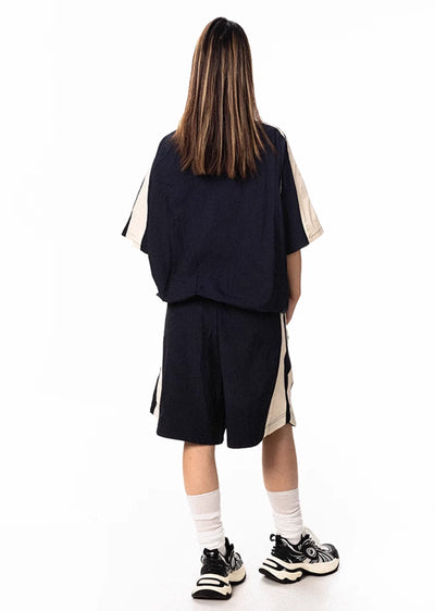 【BLACK BB】Oversized silhouette casual sporty initial set up  BK0025