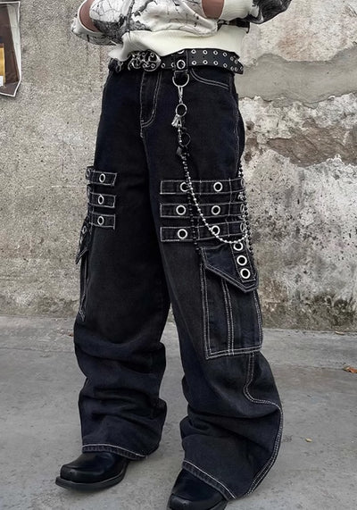 【DARKFOG】Gimmick pocket design cyber mode cargo denim pants  DF0040