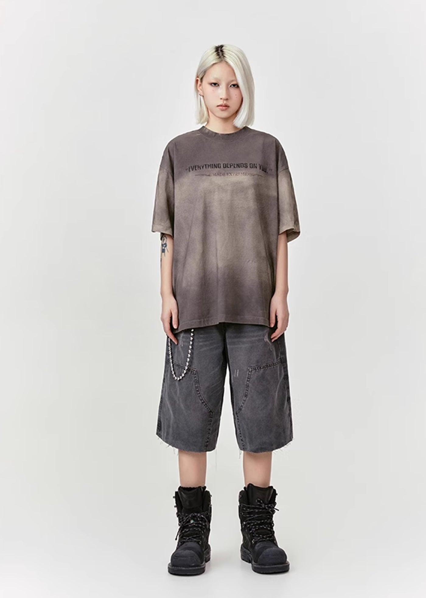 【MADEEXTREME】Fully washed simple design mode short sleeve T-shirt  MT0005