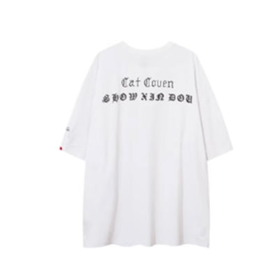 [VEG Dream] Dull sandstorm design cat front design short sleeve T-shirt VD0227