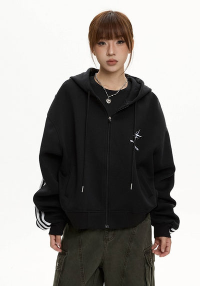 【Apocket】Y2K one point logo design full zip style hoodie  AK0042