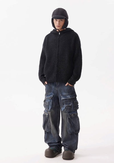 【BTSG】Dull blue wash design cargo denim pants  BS0047