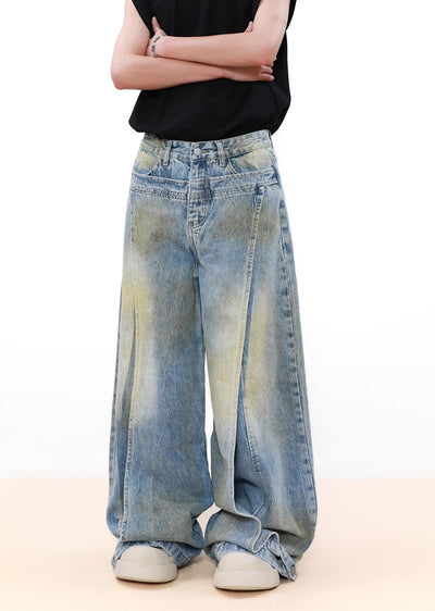 【MR nearly】Grunge wash super wide silhouette denim pants  MR0138