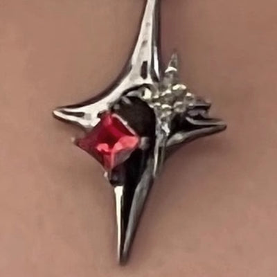 【CHEALIMPID】Dark Red Prince Color Star Shape Design Necklace  CL0013