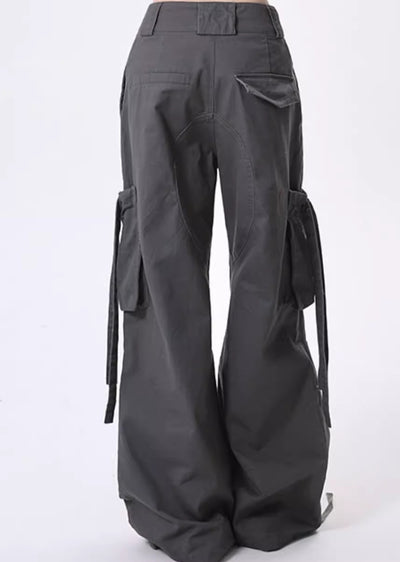 【Rayohopp】Suspender design loose silhouette double cargo collar pants  RH0121