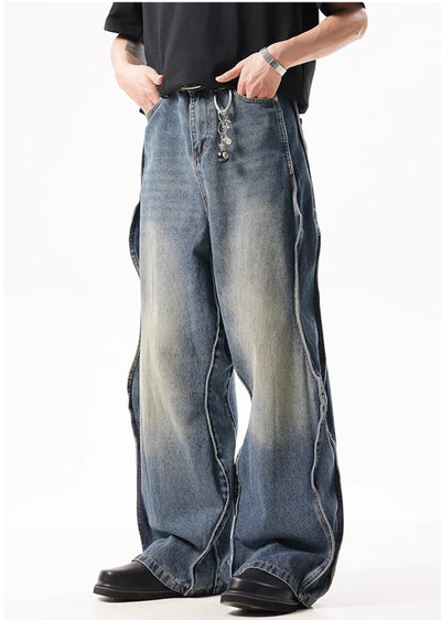 【ACRARDIC】Unique side design line basic blue denim pants  AI0014