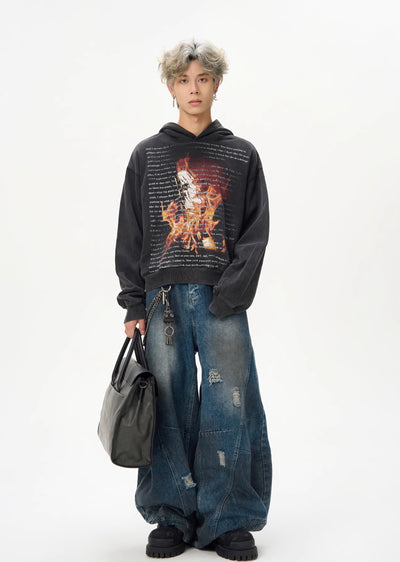 【MAXDSTR】Flame unique illustration design oversized hoodie  MD0173