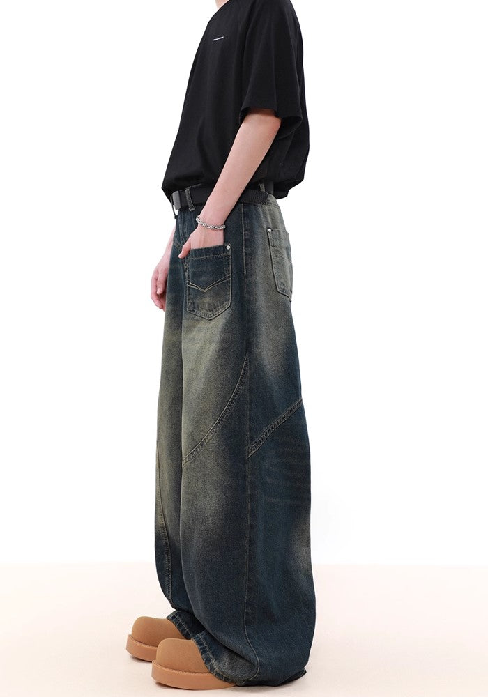 【MR nearly】Fully grunge washed patchwork denim pants  MR0125